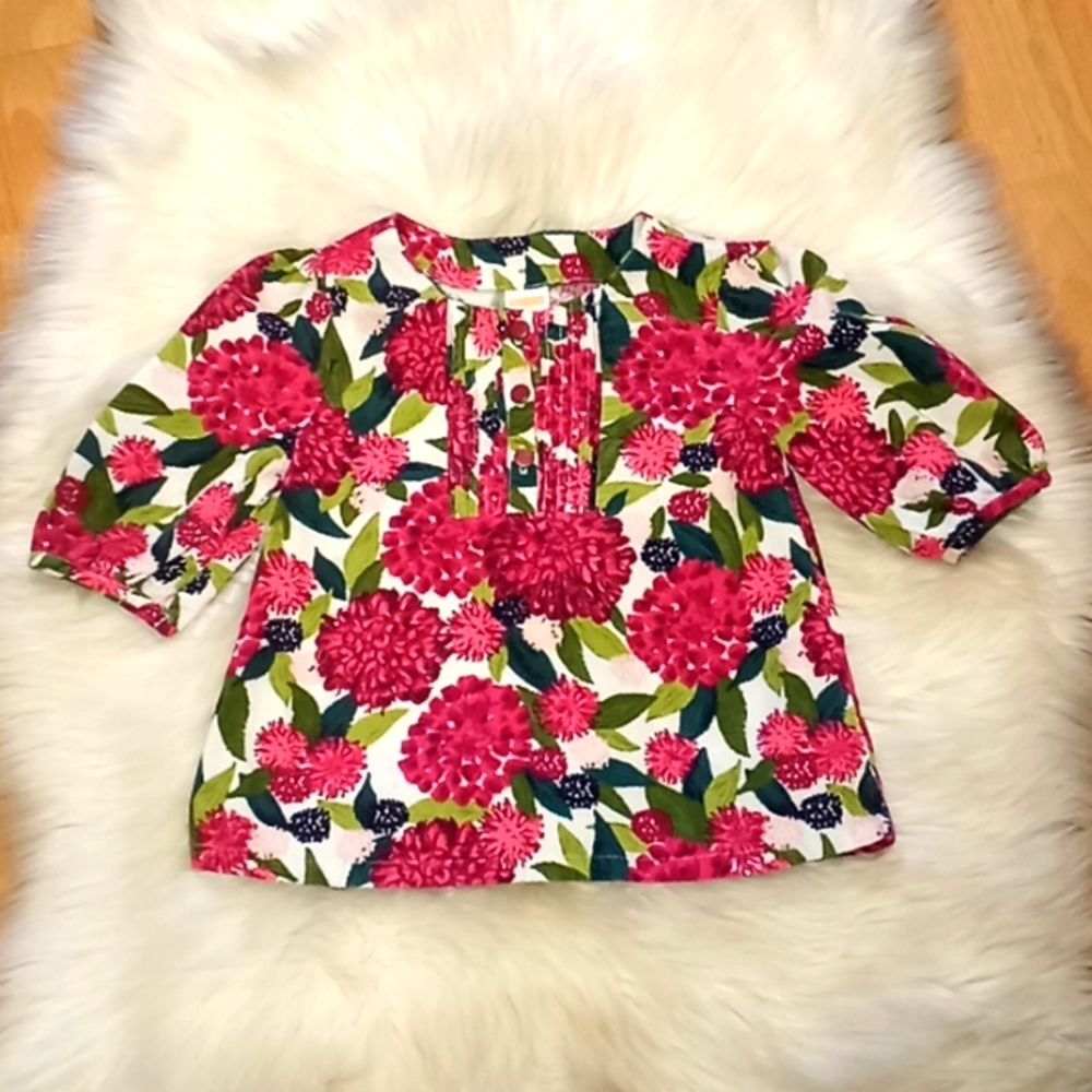 Gymboree Floral Corduroy 3/4 Sleeve Top-Size 3T …